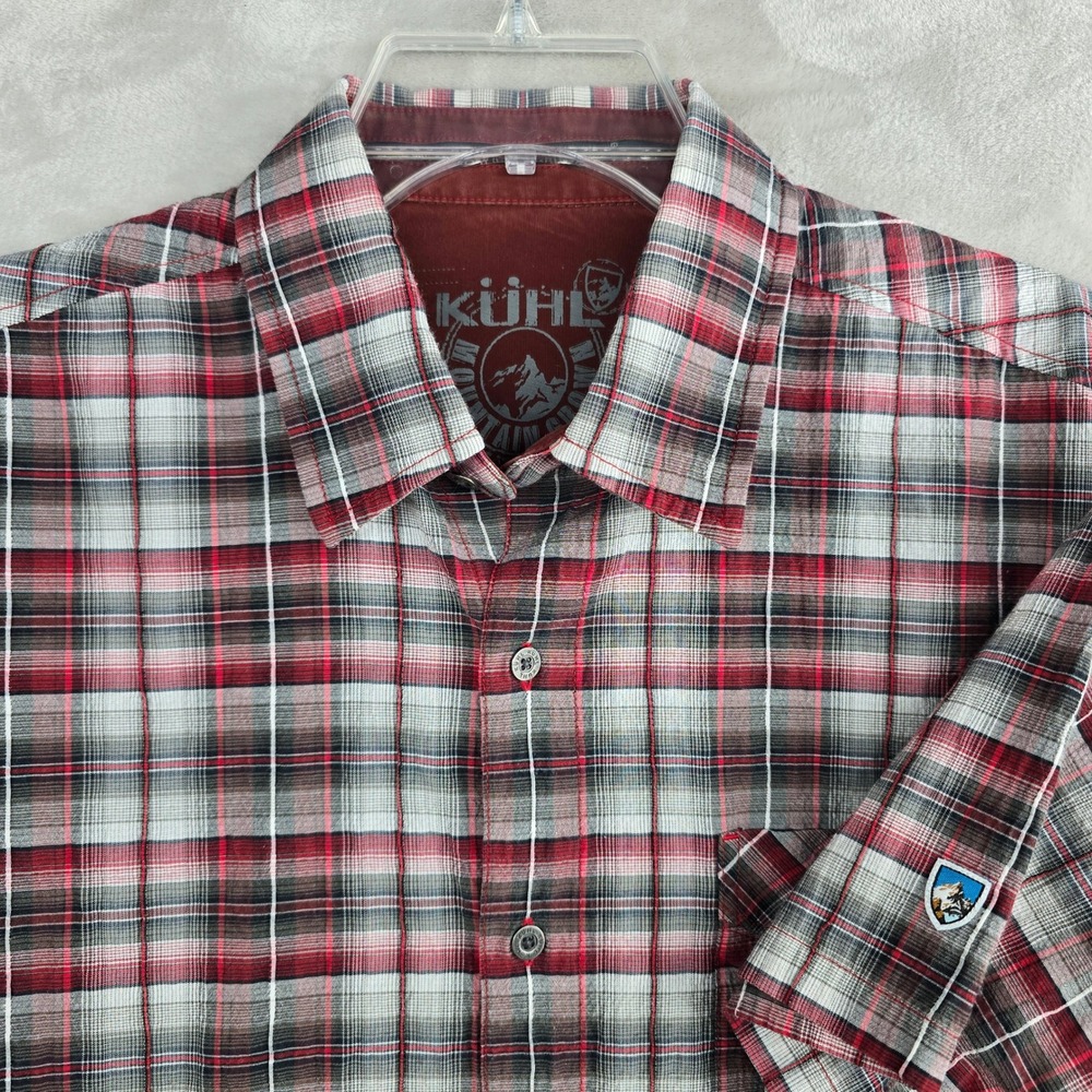KUHL Mens Medium Plaid Short Sleeve Button‎ Up Shirt Red outdoors